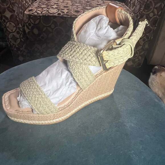 Steve Madden Shoes - Steve Madden Cali Cream Braided Crochet Espadrille Wedge Sandals